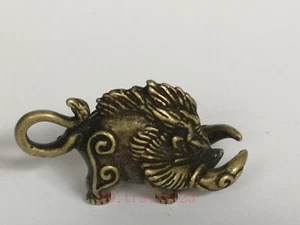 Collection Ancient Chinese Bronze Carving Wealth Wild Boar Statue Pendant Gift - Picture 1 of 7