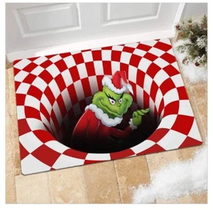 Grinch Rug Christmas Novelty Doormat 3D Illusion Holiday Decoration 31 X 20 Inch - Picture 1 of 4
