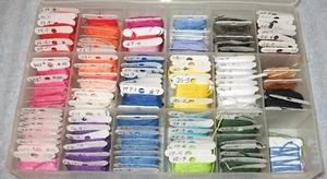 Lot of 119 Carded Embroidery Floss, Assorted Colors, Organizer Box LOTS OF COLOR - Picture 1 of 3