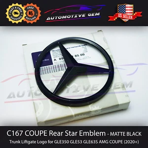C167 COUPE Mercedes MATTE BLACK Star Emblem Rear Trunk Lid Logo Badge AMG GLE53 - Picture 1 of 1