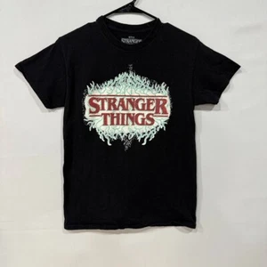 Stranger Things Netflix T-Shirt Size S Black Graphic Demogorgon Flames Tee - Picture 1 of 5