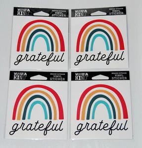 Lot of 4 Wunuva Kind Indoor-Outdoor Multicolor Rainbow GRATEFUL Vinyl Sticker - Picture 1 of 5