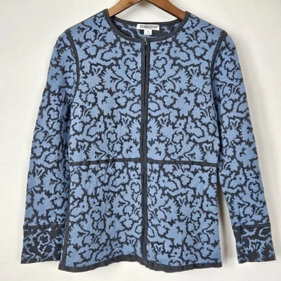Cárdigan suéter Pendleton para mujer azul gris cremallera completa 100 % lana merino talla M Foto 1 de 4