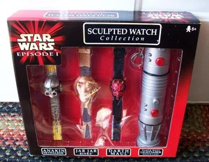 Juego de 3 relojes de pulsera vintage 1999 Star Wars JAR JAR BINKS ESTUCHE DE SABLE DE LUZ Lucasfilm - Imagen 1 de 6
