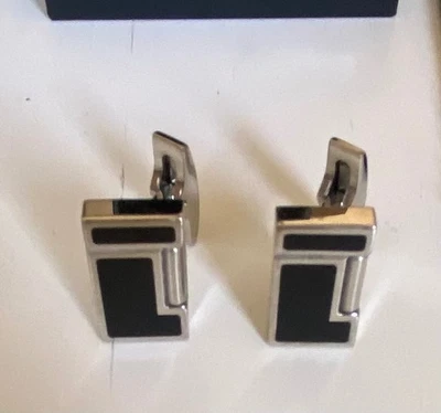 ST DUPONT Boutons de manchettes briquet laque noire et palladium - Imagen 1 de 3