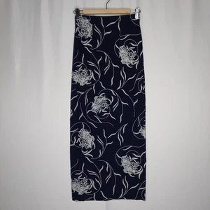 Falda midi de nailon de colección junior mediana azul floral ajustada elástica ceñida al cuerpo años 90 grunge - Imagen 1 de 9