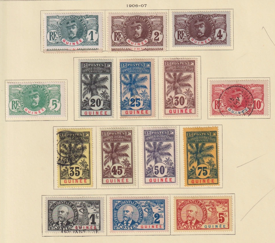 French Guinea 1906 YV 33-47 MNG/CANC F/VF / CAT VALUE $230 - Image 1 of 1