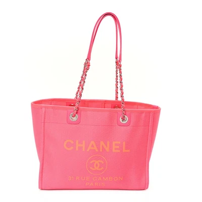 Chanel Mixed Fibers Small Deauville Tote Pink Orange Shoulder Bag Shopper - Image 1 of 4