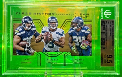 #10/29 BGS 9.5 GEM MINT 2016 Russell Wilson Jimmy Graham Clear SEAHAWKS POP 1 - Image 1 of 2