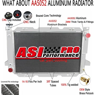 For 1985-1997 Ford F100 F150 F250 F350 Bronco PICKUP V8 3-Rows Aluminum Radiator Foto 1 de 4