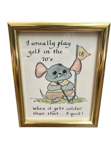 4,5" x 5,5" gerahmt Ich spiele normalerweise Golf in den 70er Jahren Maus anthropomorphe Katy - Bild 1 von 5