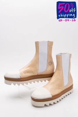 RRP€500 ROCCO P. Leather Ankle Boots US7 UK4 EU37 Beige - Image 1 of 4