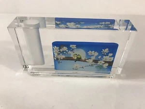 Jacarte Archelan TM Design 2002-04 Art Glass Reverse Paint Bud Vaso uccellini asiatici - Foto 1 di 12