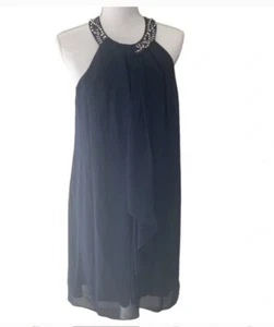 Vestido SLNY Ignite Eventas Trenza Cuello Halter Chifón Volantes Talla 8 Nuevo Sin Etiquetas - Imagen 1 de 7