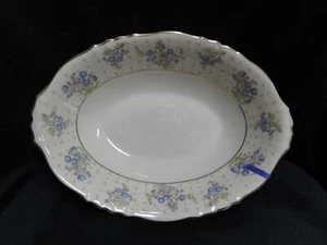 Syracuse Forget Me Not, Pink & Blue Floral, Gold: Serving Bowl, 10 3/4", As Is - Picture 1 of 10