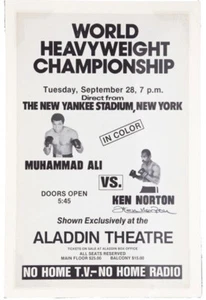 1976 Muhammad Ali Vs, Ken Norton III Closed-Circuit Poster Signed by Ken Norton - Picture 1 of 1