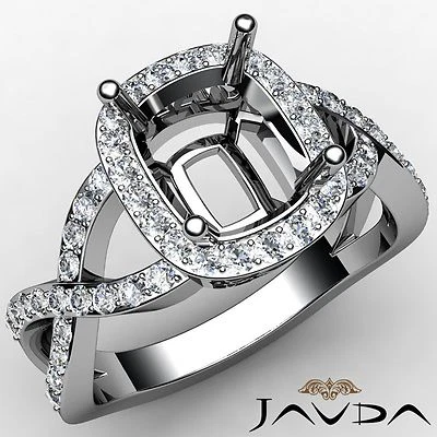 Halo Semi Mount Cushion Cut Diamond Engagement Ring 14k White Gold 0.63 Ctw - Image 1 of 4
