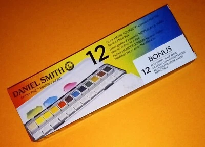 OCTOBER 19th ONLY~DANIEL SMITH EXTRA FINE WATERCOLORS 12 COLOR SET IN METAL BOX