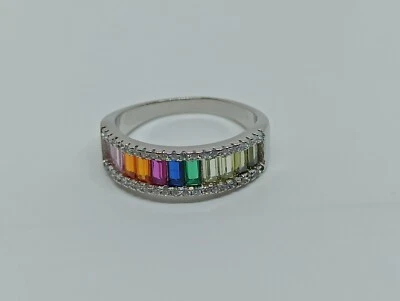 ANELLO IN ARGENTO 925 FANTASIA BAGUETTE ZIRCONI COLORATI (AMFA0187) - Immagine 1 di 3
