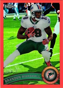 2011 Topps Chrome Orange Refractor B Brandon Marshall #59 Miami Dolphins - Picture 1 of 2