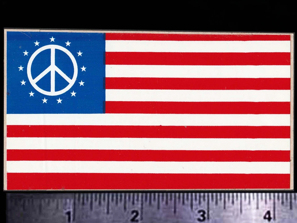 PEACE SIGN American Flag - Original Vintage 1960's 70's Racing Decal/Sticker B - Image 1 of 1