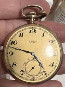 Gruen Verithin Pocket Watch Vintage Open face Hand-winding Antique 1920s 17J GF
