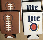 Miller Lite Football Can Coozie Coozy Koozie Football  Super Bowl Party 4 NEW