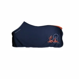 Weiche Abschwitzdecke LouLou Fleece Dunkelblau Aufdruck Mini/Shetty/Pony 90-125 - Bild 1 von 2
