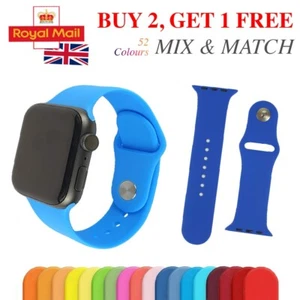 For Apple Watch Silicone Rubber Strap Sports Band Series 10 9 8 7 6 5 4 3 SE - Picture 1 of 56