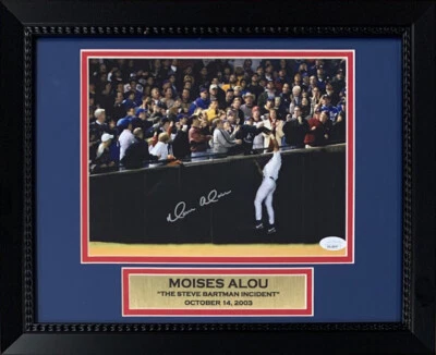 Moises Alou Autographed Chicago Cubs Steve Bartman Signed 8x10 Framed Photo JSA - Image 1 of 3