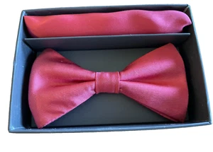 Nordstrom Rack Silk Bow Tie and Pocket Square, Coral, Adjustable to 18", GOOD - Picture 1 of 6
