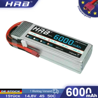 14,8V 6000mAh 4S 50C Lipo Akku Deans für RC Hubschrauber Flugzeug Quad Auto LKW - Bild 1 von 4