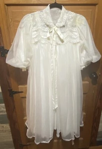 Vintage Tempo Nylon Lace Nightgown & Robe Set Lingerie Medium - Picture 1 of 15