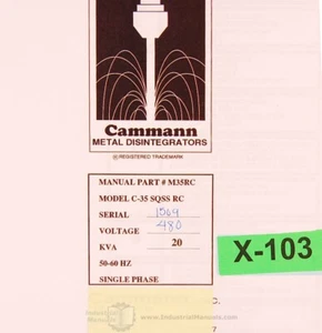 Cammann C-35, SQSS RC Metal Disintegrators Operation Electrical Schematic Manual - Picture 1 of 2
