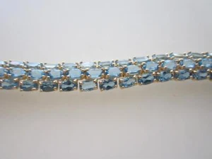 Unique 14k. Yellow Gold Ladies Blue Topaz Bracelet, Vintage - Picture 1 of 1