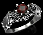 1.25 cts Red Ruby Round Cut Lab Created Diamond Batman Engagement Wedding Ring