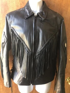 Damen Leder Fransen Jacke mit Conchos - Small - Bild 1 von 3