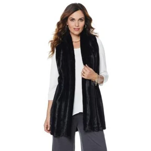 Slinky Brand Faux Fur Vest (445212-K) Medium, Black B-103 - Picture 1 of 2