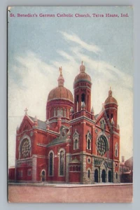 St Benedict's German Catholic Church Terra Haute Indiana Vintage Postcard - Picture 1 of 2