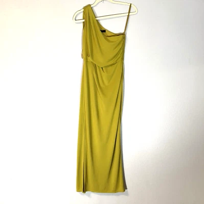 BCBG Maxazria Snejana Dress NWT Size XS Yellow Ochre One Shoulder Slit Maxi $298 - Image 1 of 4