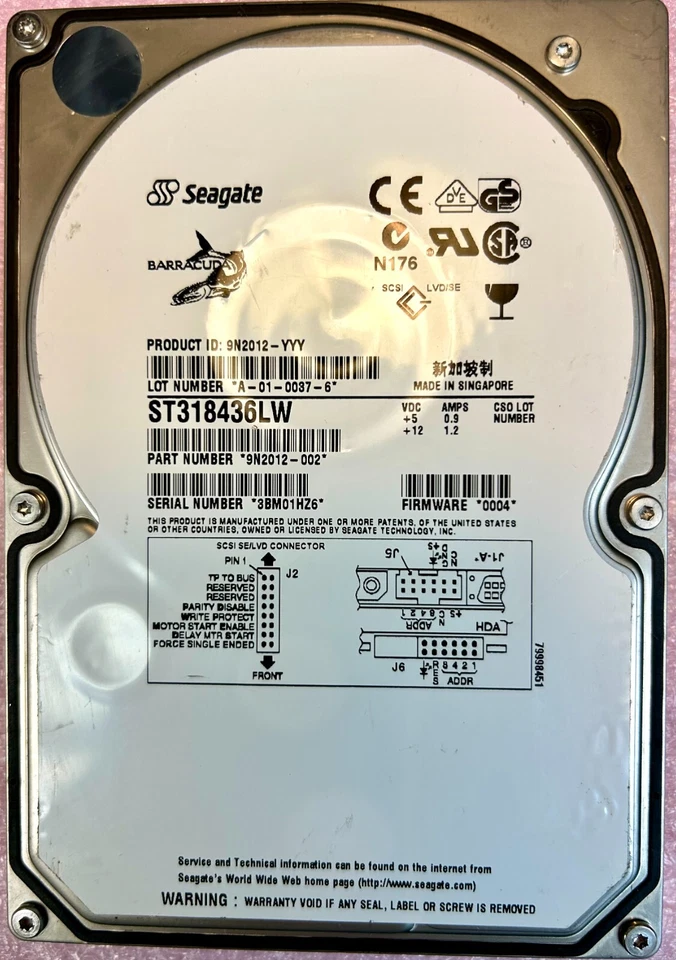 Seagate ST318436LW 18GB, 7.2K, 68Pin SCSI, 3.5" Enterprise HDD - Image 1 of 4