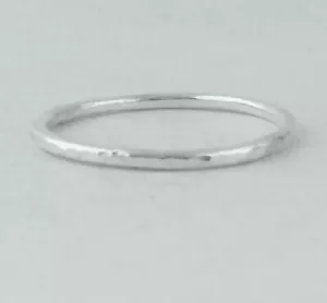 1mm Halo Ring Solid 925 Sterling Silver Round Band Stacking Polished or Hammer - Picture 1 of 10