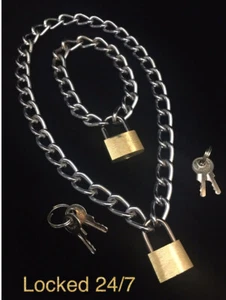 Bondage Lock Kragen Armband Set Bondage Kit Manschetten sexy Halskette Fetisch Geschenk - Bild 1 von 6