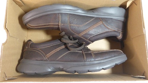 Clarks Bradley Walk Oxford da uomo tessuto marrone in pelle taglia 11