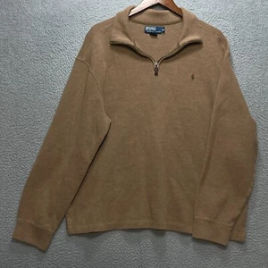 POLO RALPH LAUREN Vintage 1/4 Zip Pullover Mens XL Brown Long Sleeve Sweatshirt - Picture 1 of 7