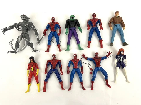 1994 Toy Biz Marvel Amazing Spider Man Lot (10): Peter Parker, Lizard Man Cover
