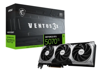 MSI GeForce RTX 5070 Ti 16G VENTUS 3X OC video card GDDR7 28 Gbps PCI E Gen5 - Image 1 of 4