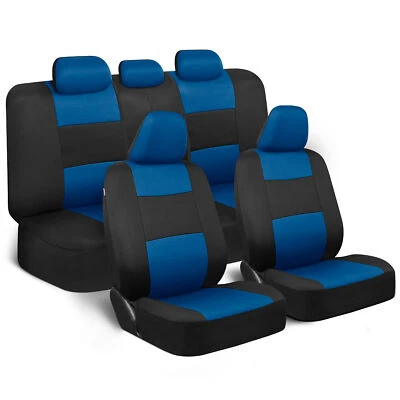 ProPoly Full Set Front Rear Car Seat Covers - Universal Fit Blue Black - Image 1 of 4