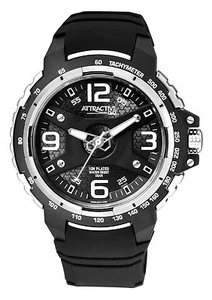 Q&Q by Citizen DA94J315Y ATTRACTIVE Black Resin Strap Ion Plated Sport Watch - Picture 1 of 2