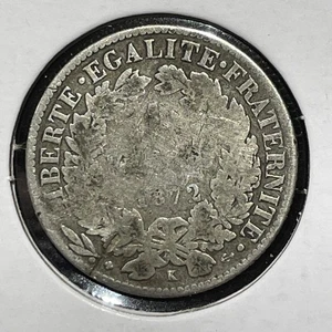 France Silver 1872 K 1 Franc	Bordeaux Mint SCARCE KM# 822.2 F5990 - Picture 1 of 2